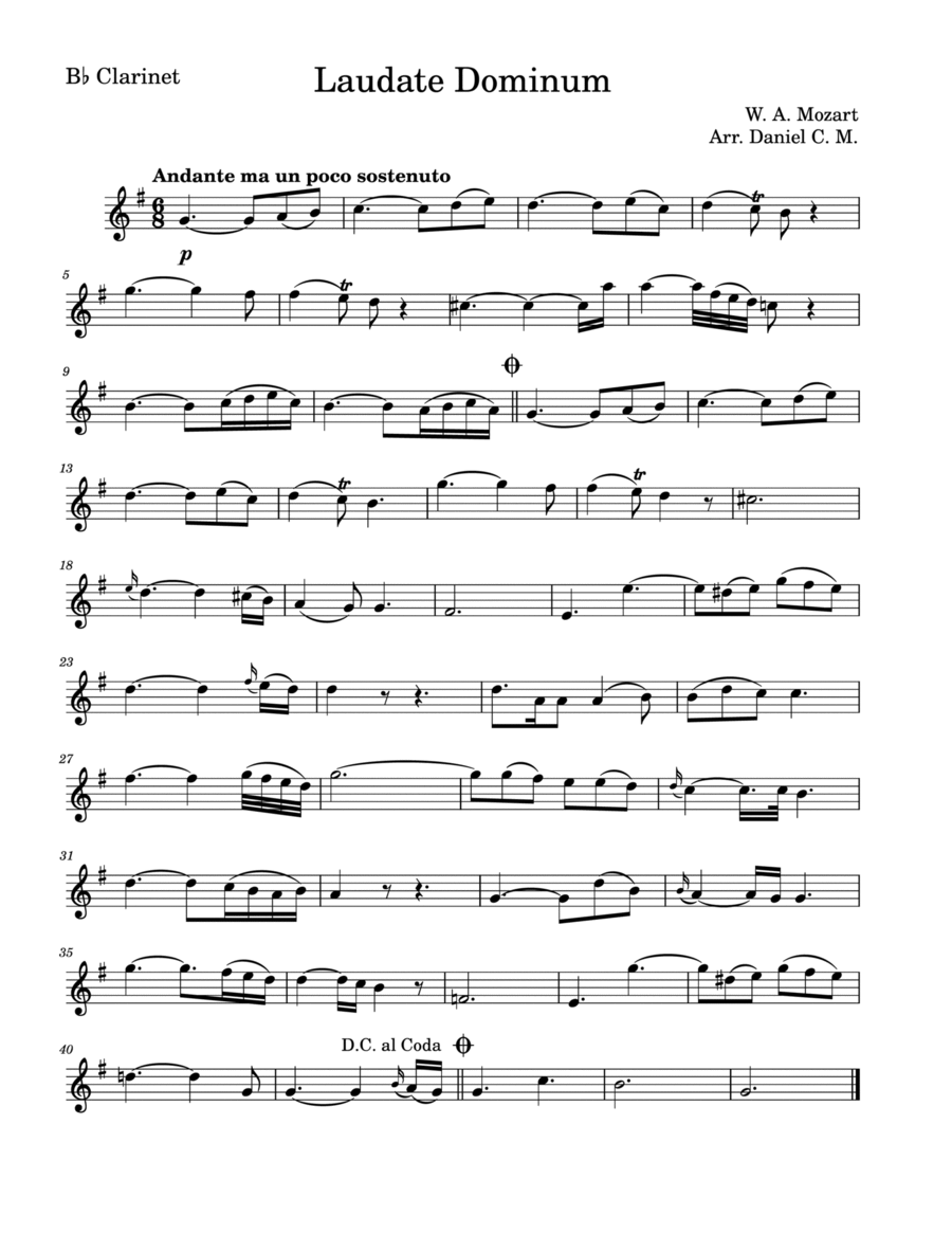 Laudate Dominum for clarinet (easy piano) image number null