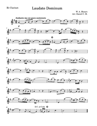 Book cover for Laudate Dominum for clarinet (easy piano)