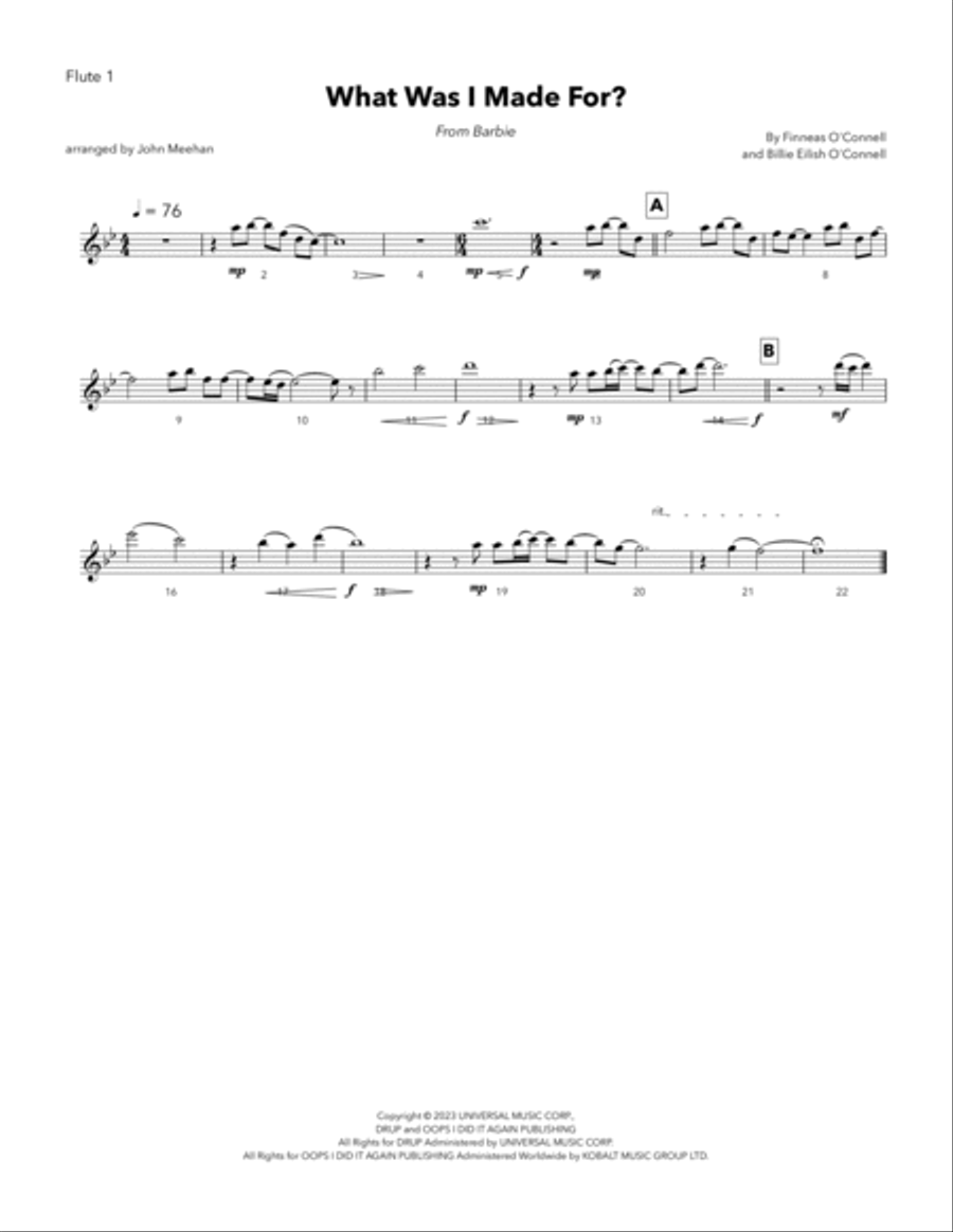 What Was I Made For? Marching Band scores gallery preview page 4