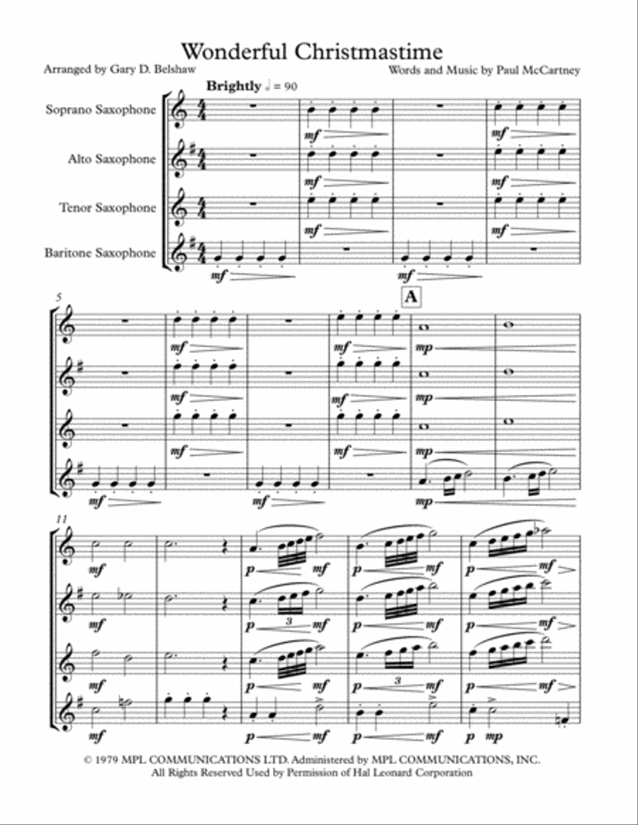 Wonderful Christmastime Woodwind Quartet scores gallery preview page 3