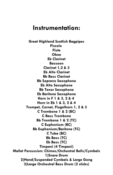 Ukrainian National Anthem for Scottish Highland Bagpipes & Concert/Military Band in C minor