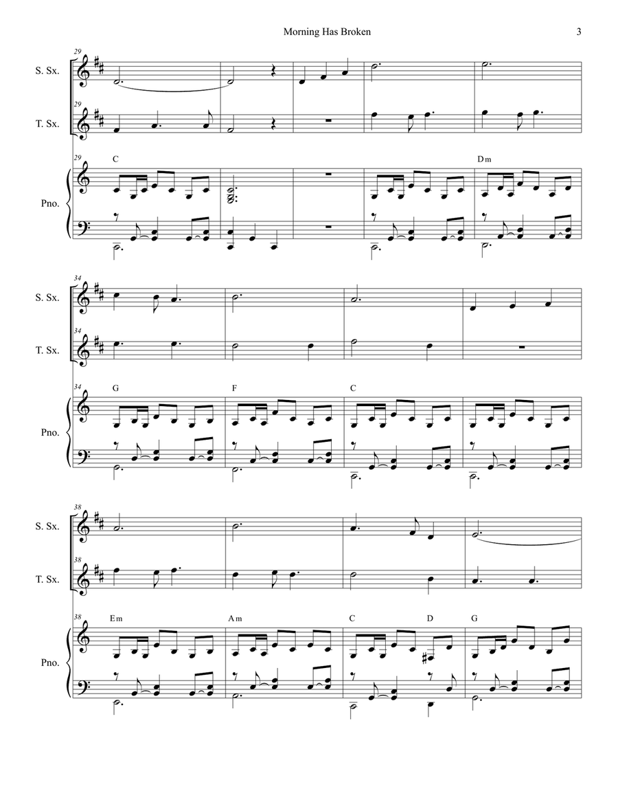Morning Has Broken Woodwind Duet scores gallery preview page 3
