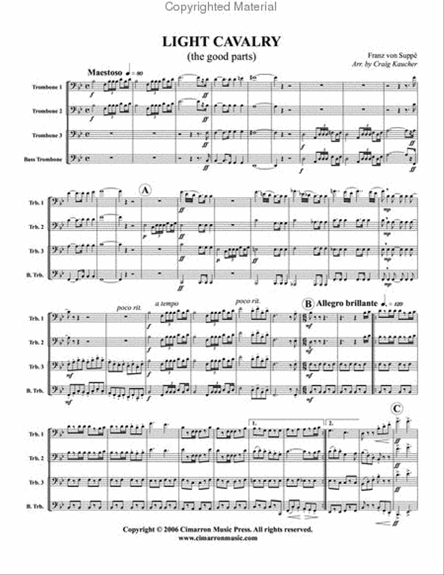 Light Cavalry Overture Trombone Quartet scores gallery preview page 2