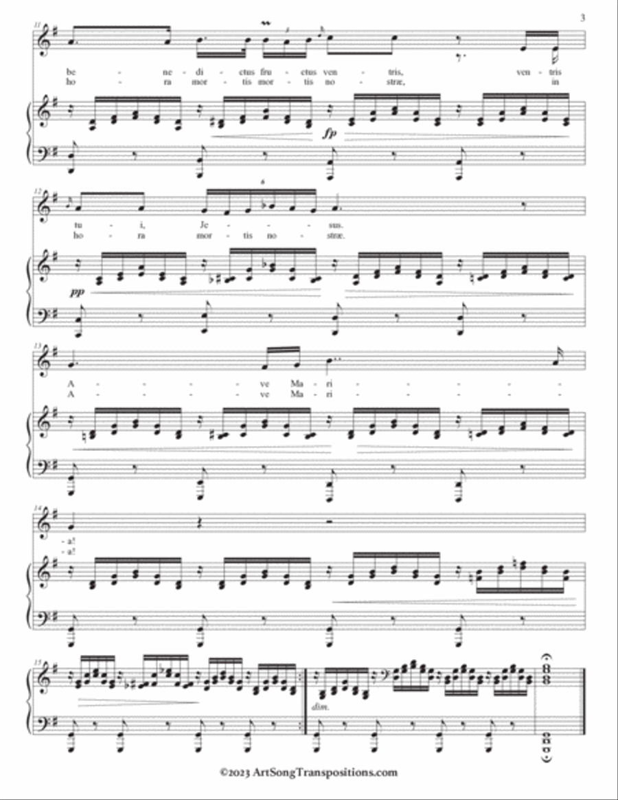 SCHUBERT: Ave Maria, D. 839 (transposed to G major and G-flat major) Piano, Vocal scores gallery preview page 4