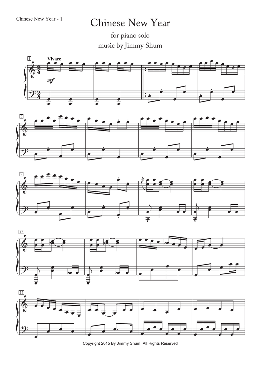 Chinese New Year Chinese New Year Piano Solo scores gallery preview page 1
