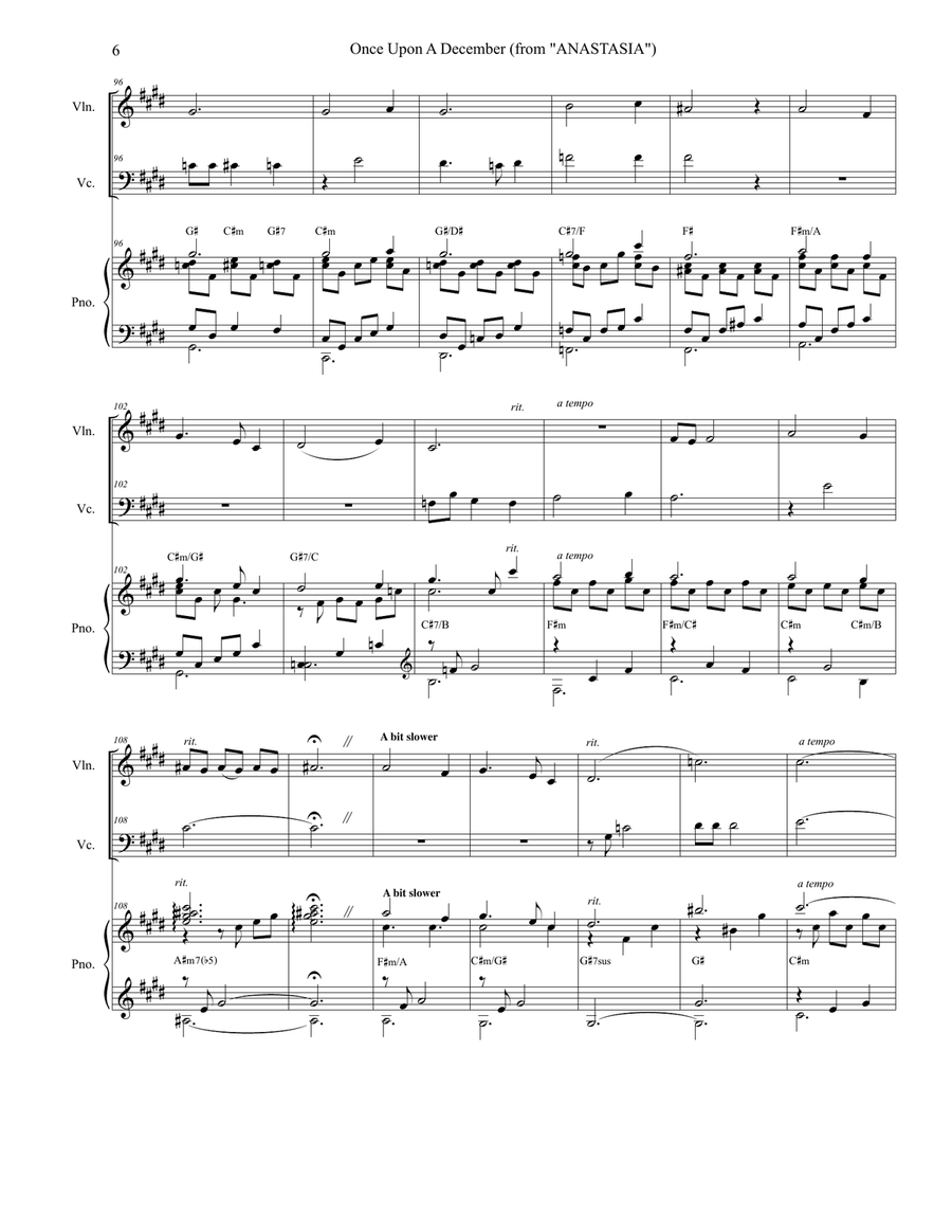 Once Upon A December from the Twentieth Century Fox Motion Picture ANASTASIA Piano Trio scores gallery preview page 6