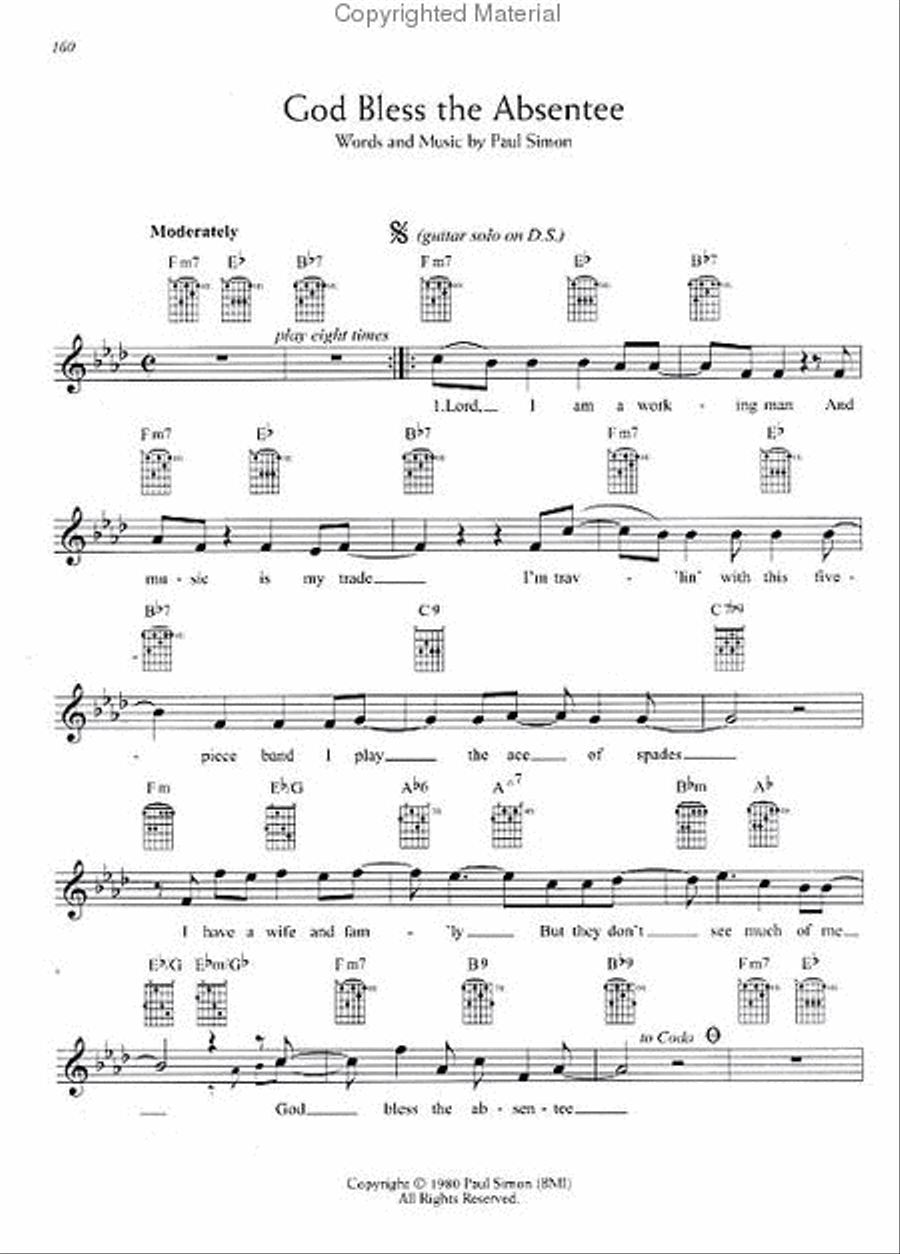 The Afterlife Sheet Music, Paul Simon