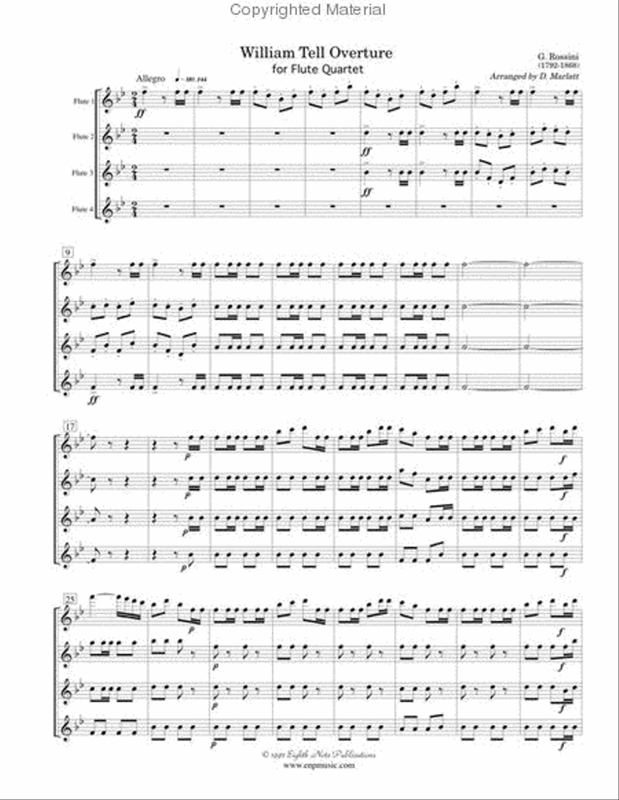 William Tell Overture Flute Quartet scores gallery preview page 2