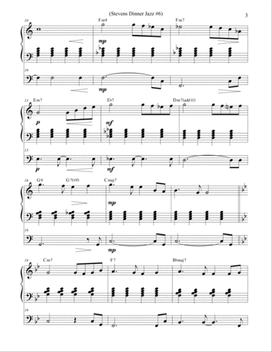 Stevens Dinner Jazz Piano and Bass #6 Double Bass scores gallery preview page 3