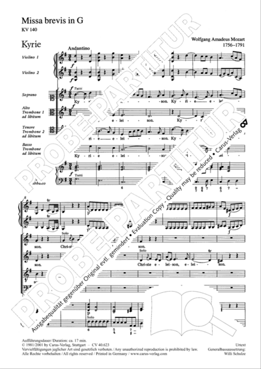 Missa brevis in G major Missa brevis in G major 4-Part scores gallery preview page 7