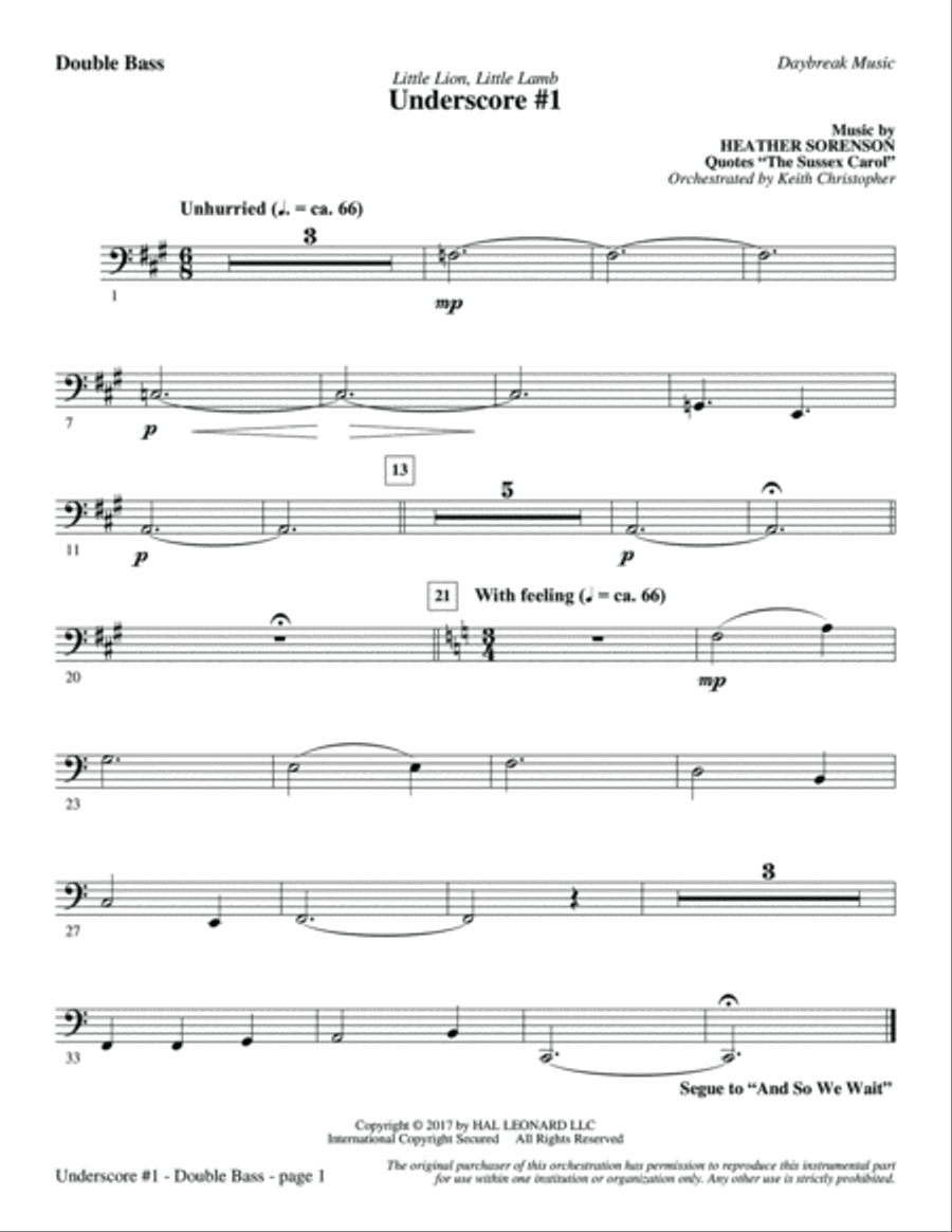Little Lion, Little Lamb - Double Bass Choir scores gallery preview page 5