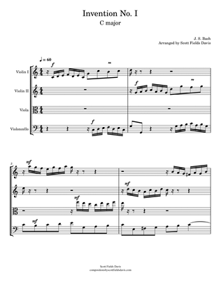 Bach Invention No. 1 for String quartet