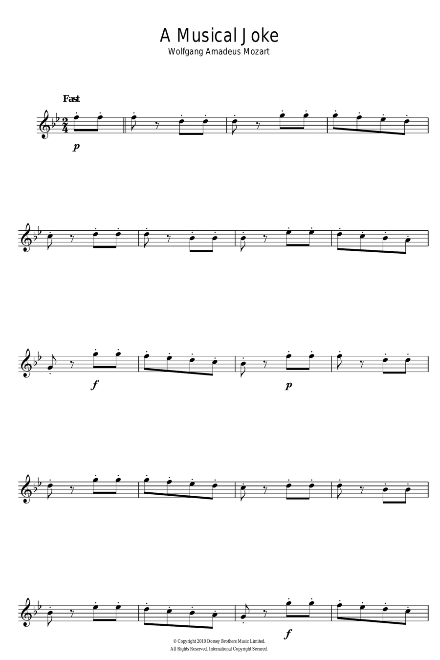 A Musical Joke Alto Saxophone scores gallery preview page 1