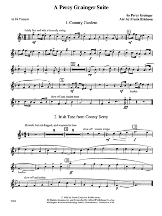 A Percy Grainger Suite: 1st B-flat Trumpet
