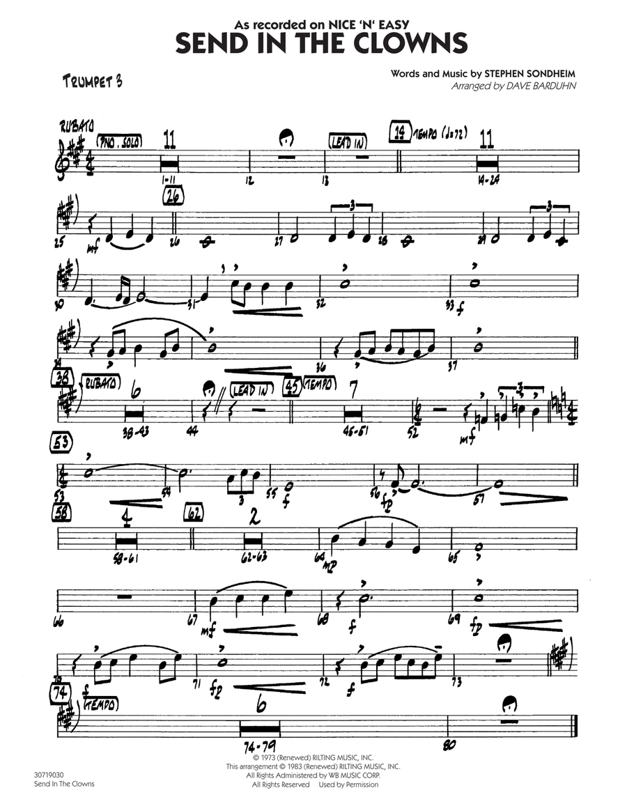 Send In The Clowns - Trumpet 3