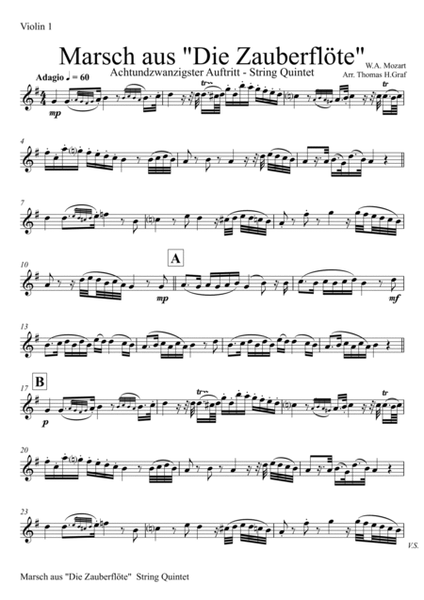 The Magic Flute March - Mozart - String Quintet