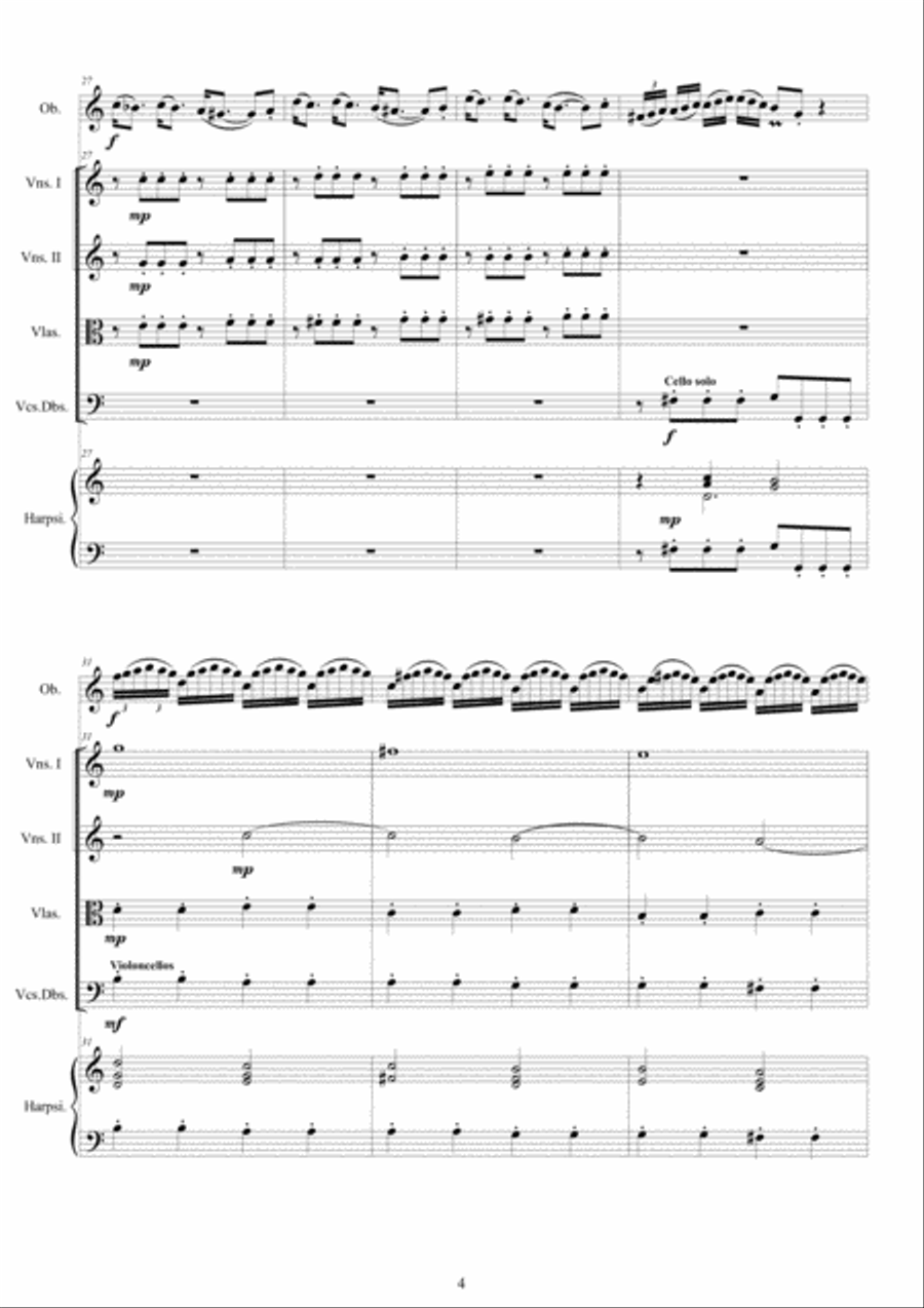 Vivaldi - Oboe Concerto in C major RV 447 for Oboe, Strings and Continuo - Score and Parts Chamber Orchestra scores gallery preview page 4