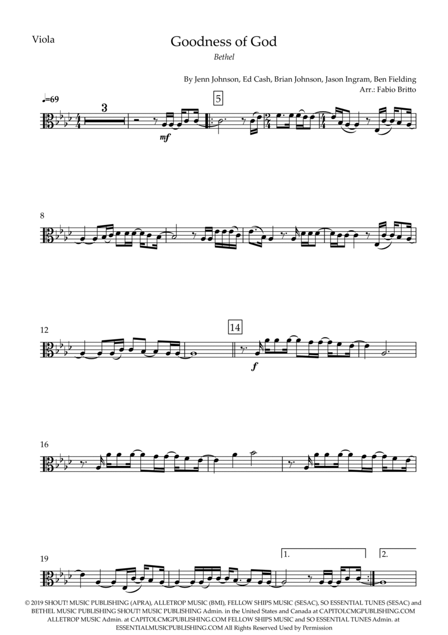 Goodness Of God Viola Solo scores gallery preview page 1