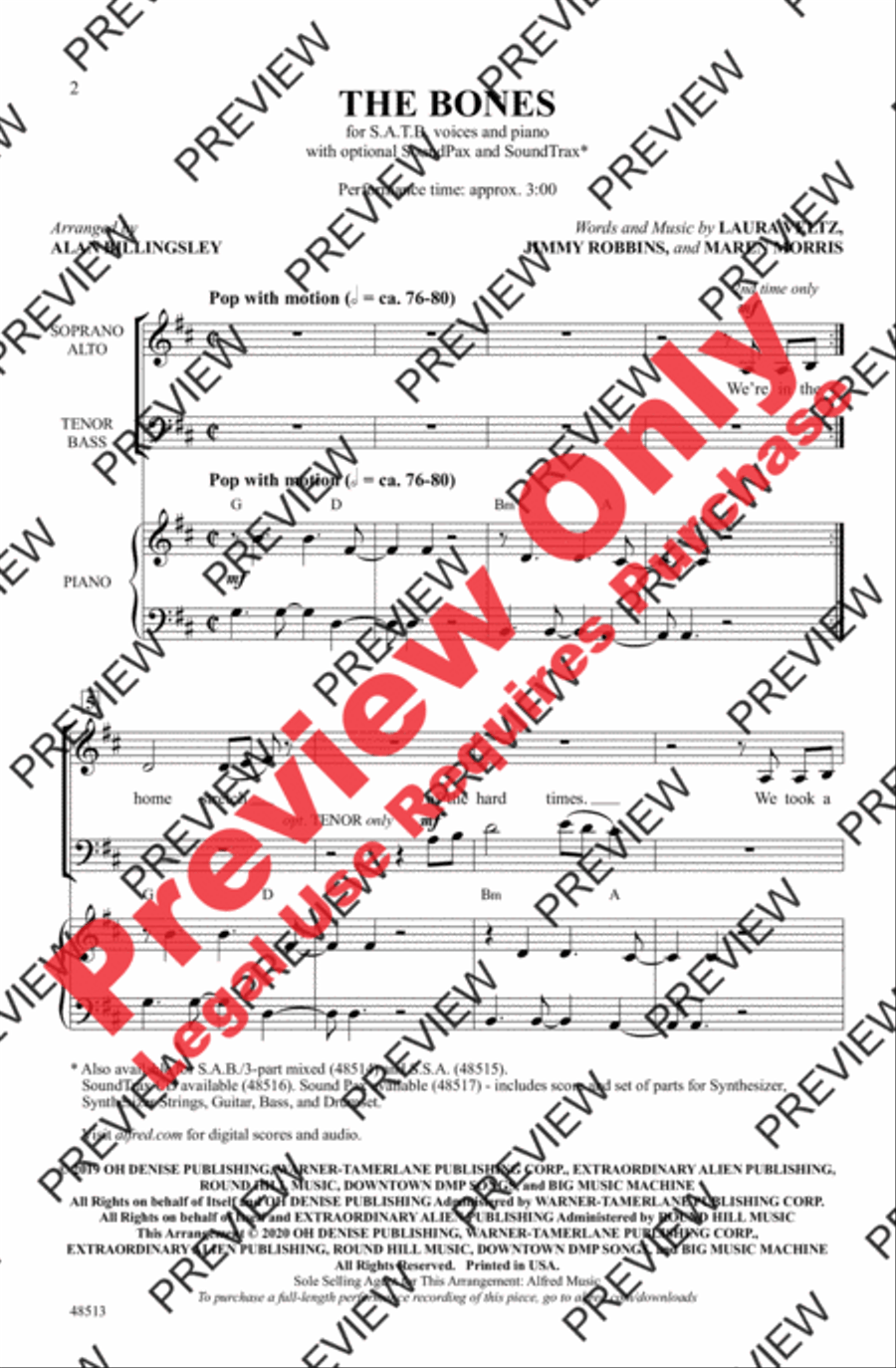 The Bones 4-Part scores gallery preview page 2