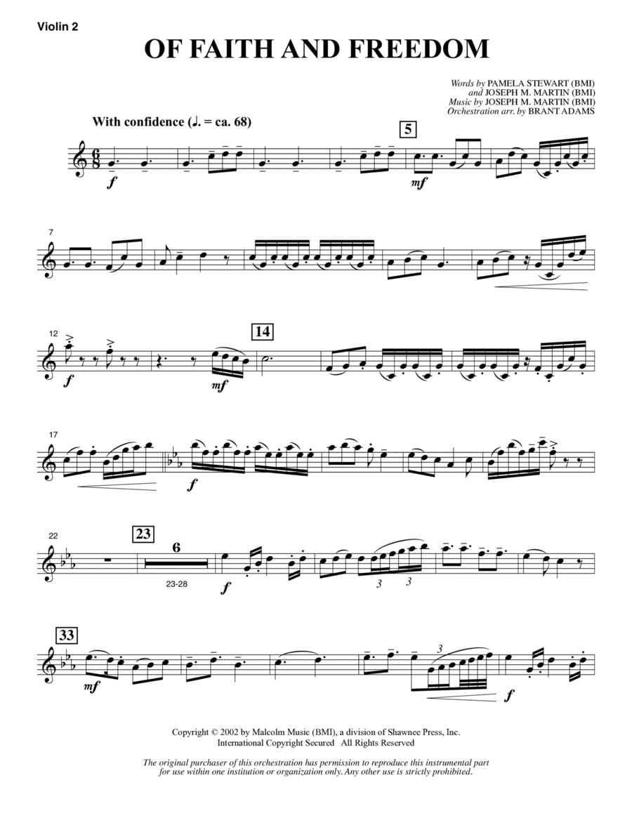Of Faith and Freedom - Violin 2 Choir scores gallery preview page 1