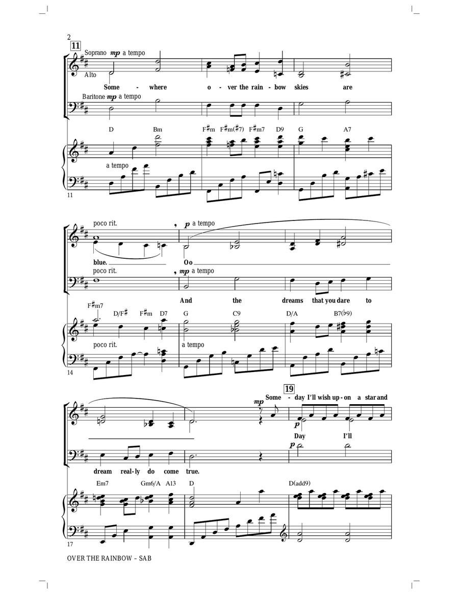 Over The Rainbow (arr. Audrey Snyder) 3-Part scores gallery preview page 2