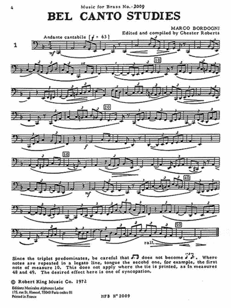 43 Bel Canto Studies for Tuba or Bass Trombone