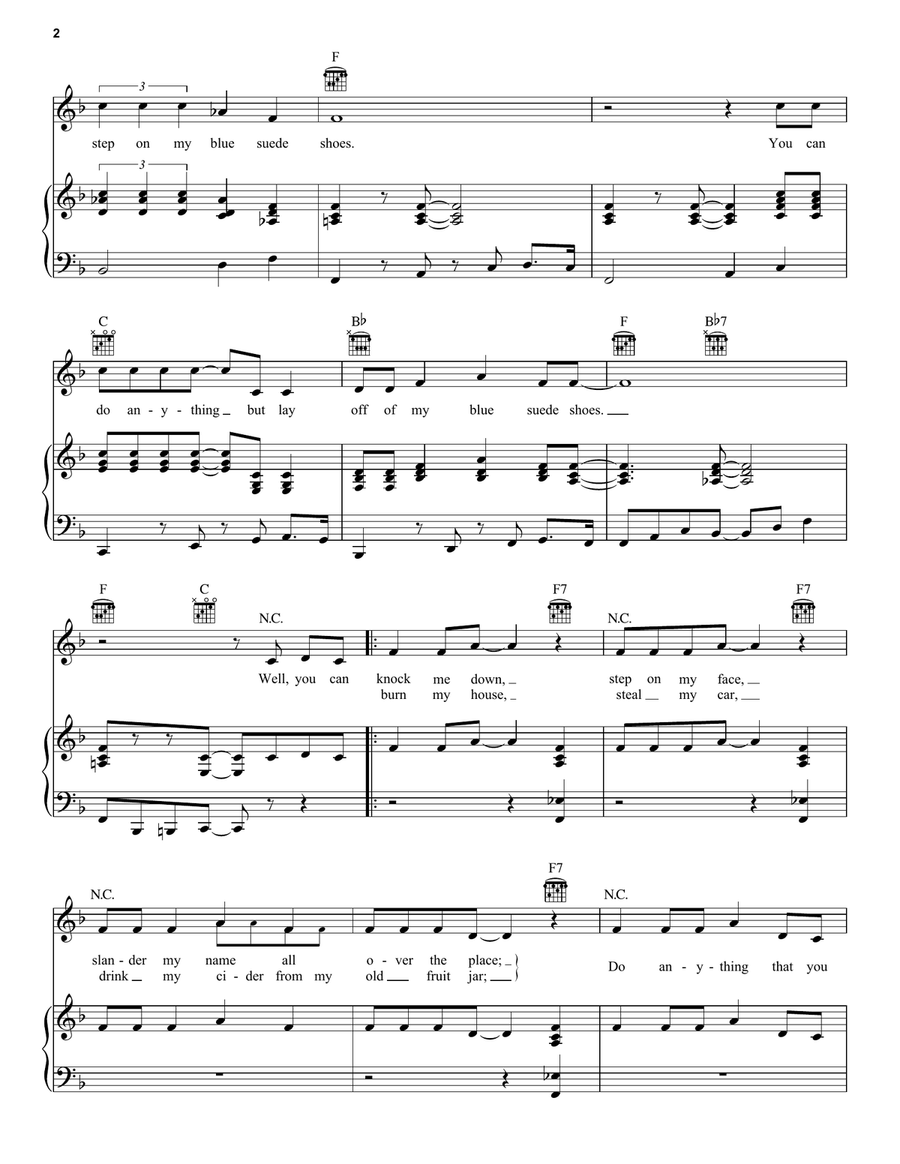Blue Suede Shoes Piano, Vocal, Guitar scores gallery preview page 2