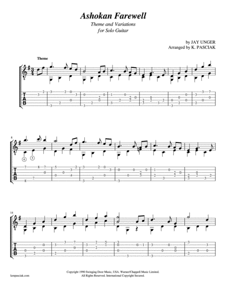 Ashokan Farewell (Theme and Variations for Solo Guitar) image number null
