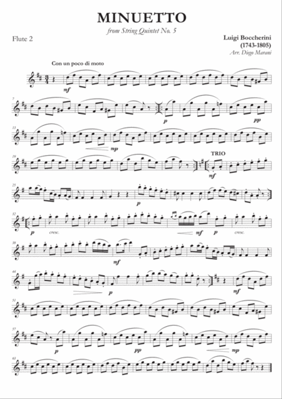 Boccherini's Minuet for Flute Quartet Flute Quartet scores gallery preview page 2