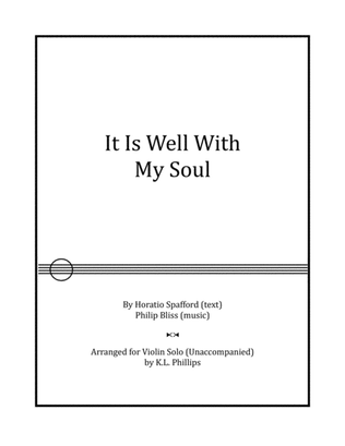 Book cover for It Is Well With My Soul - Violin Solo (Unaccompanied)