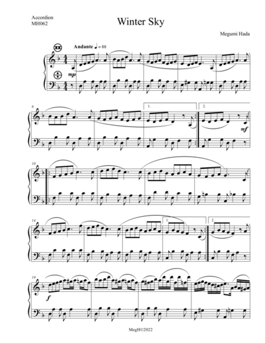 Winter Sky (Accordion Solo) Accordion scores gallery preview page 2