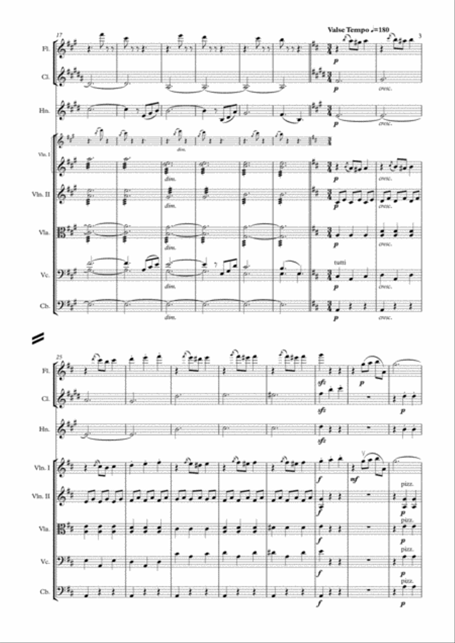 The Beautiful Blue Danube - Waltz - J.Strauss.Jr. Op.314 Chamber Orchestra scores gallery preview page 3