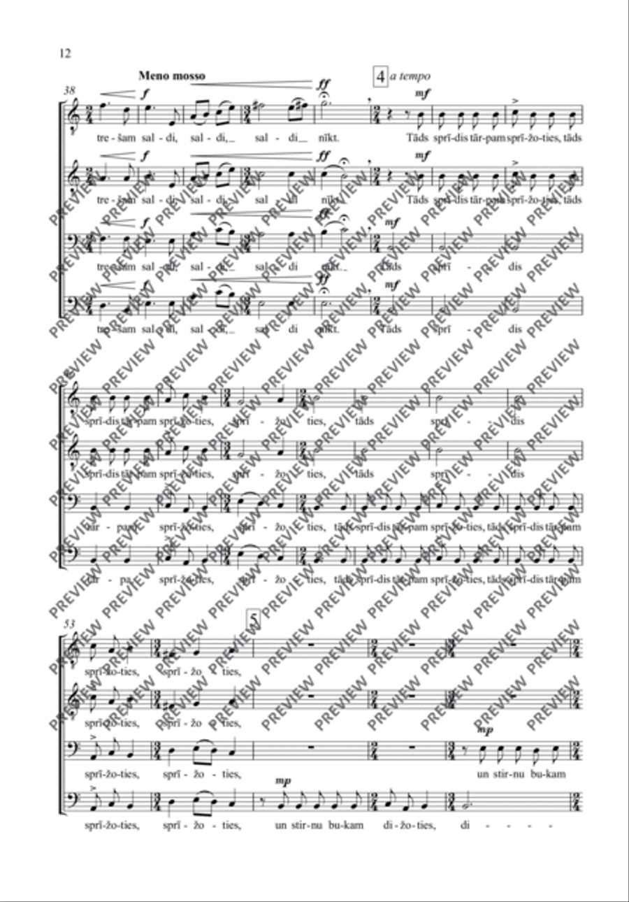 Trīs dziesmas (Drei Lieder ∙ Three Songs) Men's Choir scores gallery preview page 13