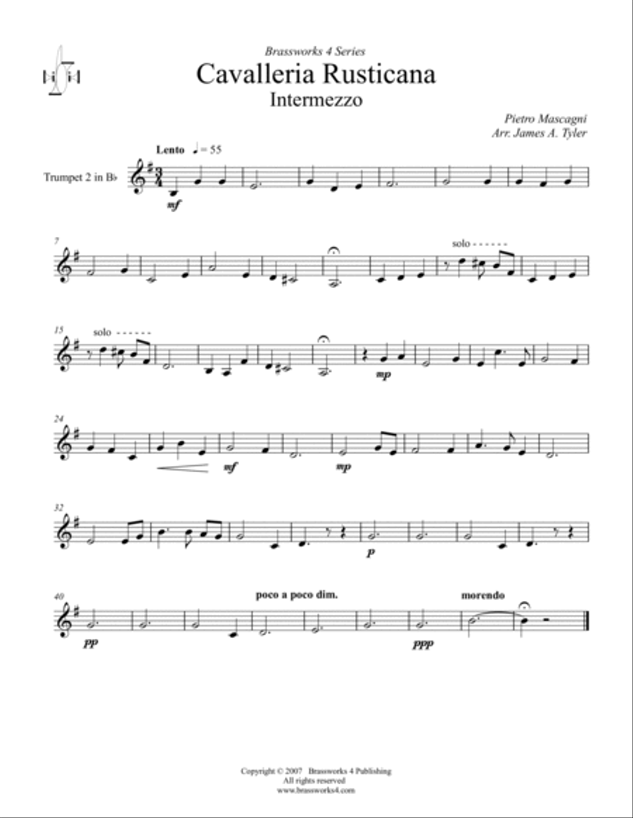 Cavalleria Rusticana - Intermezzo Brass Quartet scores gallery preview page 5