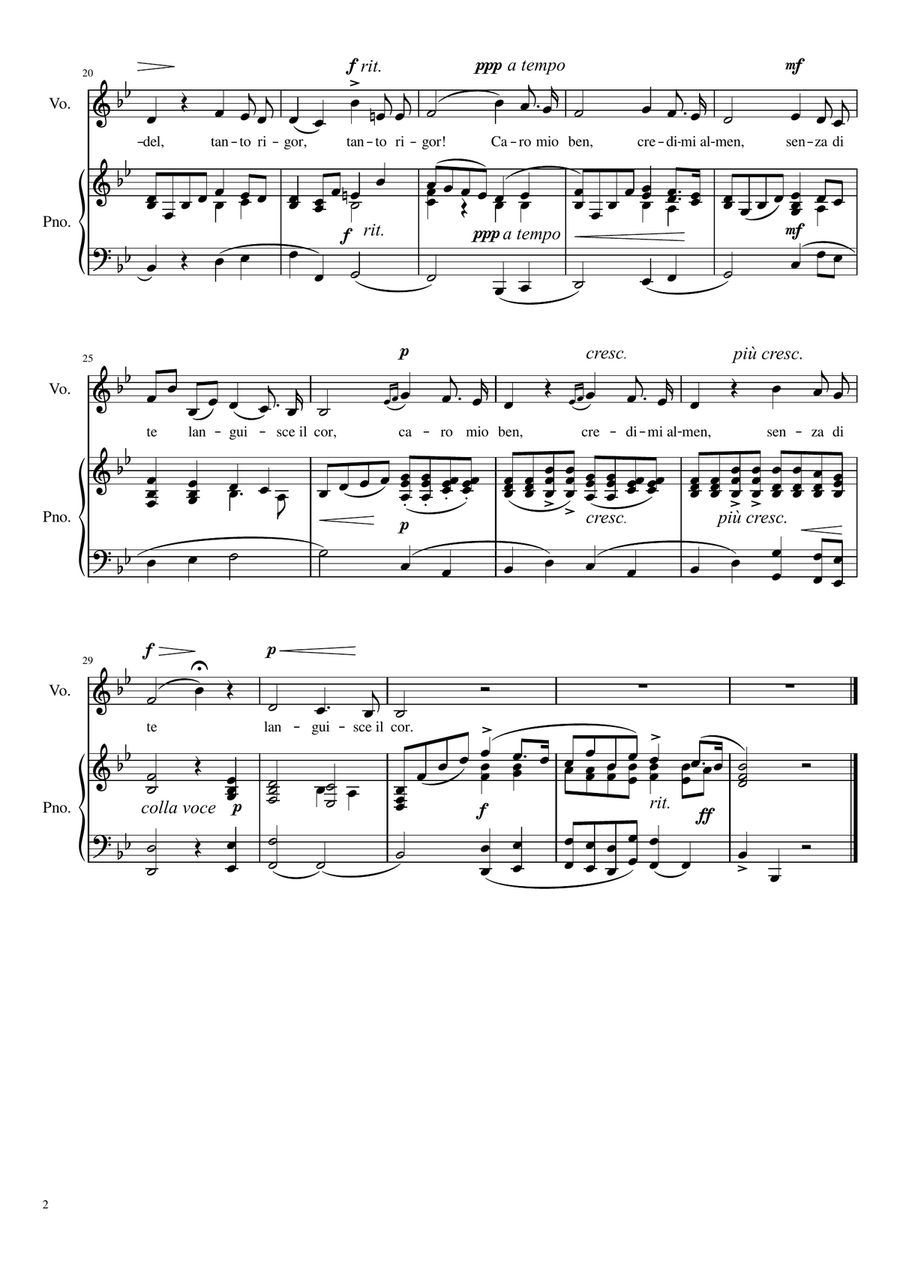 Caro mio ben - Bb Major Caro mio ben - Bb Major Voice Solo scores gallery preview page 3