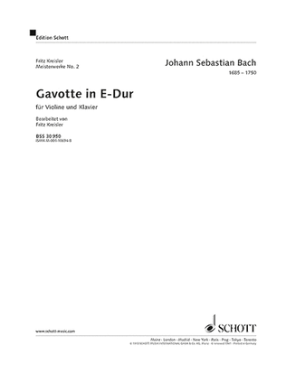 Book cover for Kreisler Mw2 Js Bach Gavotte V