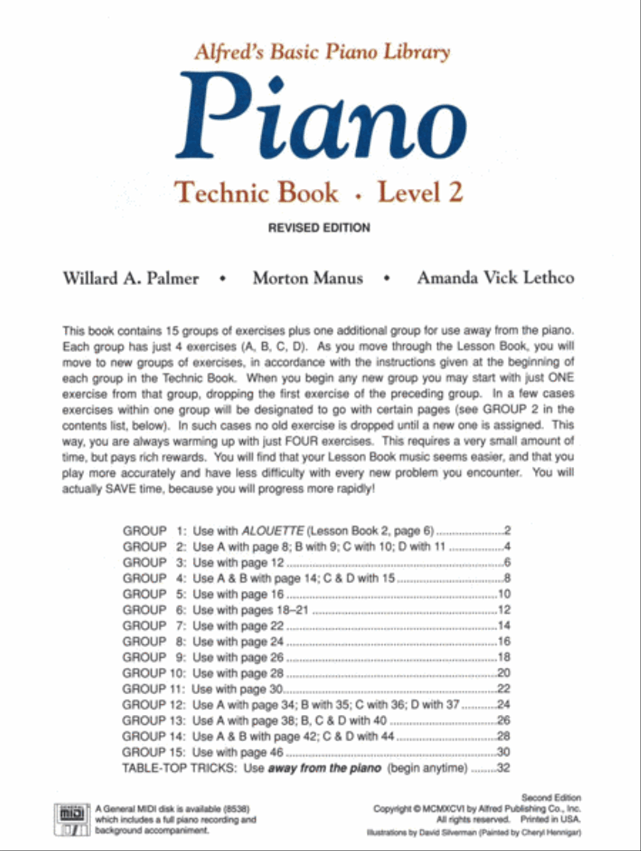 Alfred's Basic Piano Course Technic, Level 2 Piano Method scores gallery preview page 2
