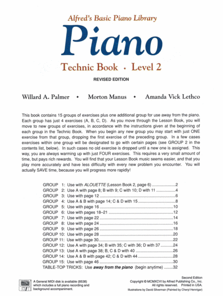 Alfred's Basic Piano Course Technic, Level 2