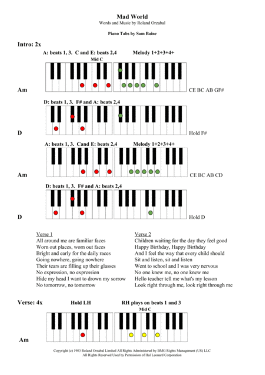 Mad World Voice scores gallery preview page 1