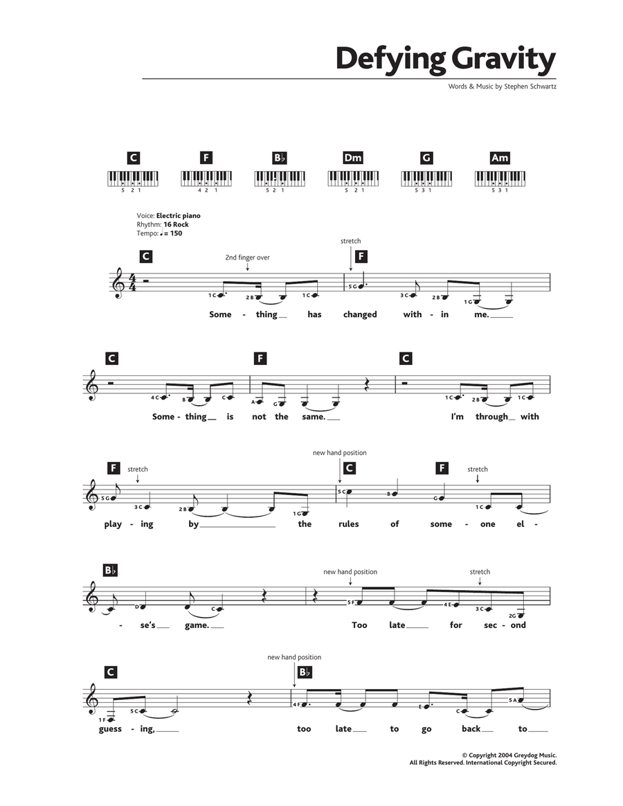 Defying Gravity (from Wicked) Piano Solo scores gallery preview page 1