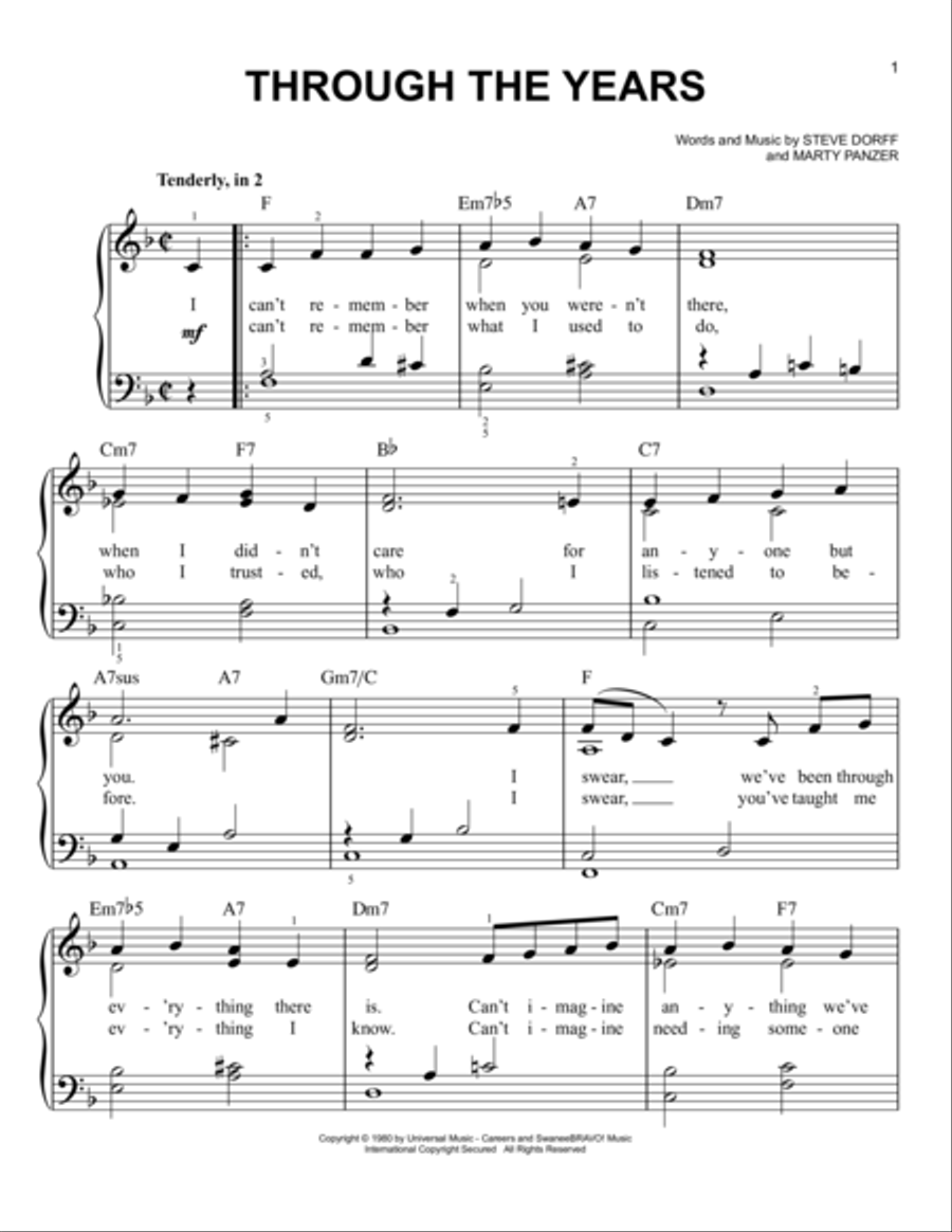 Through The Years Voice scores gallery preview page 1