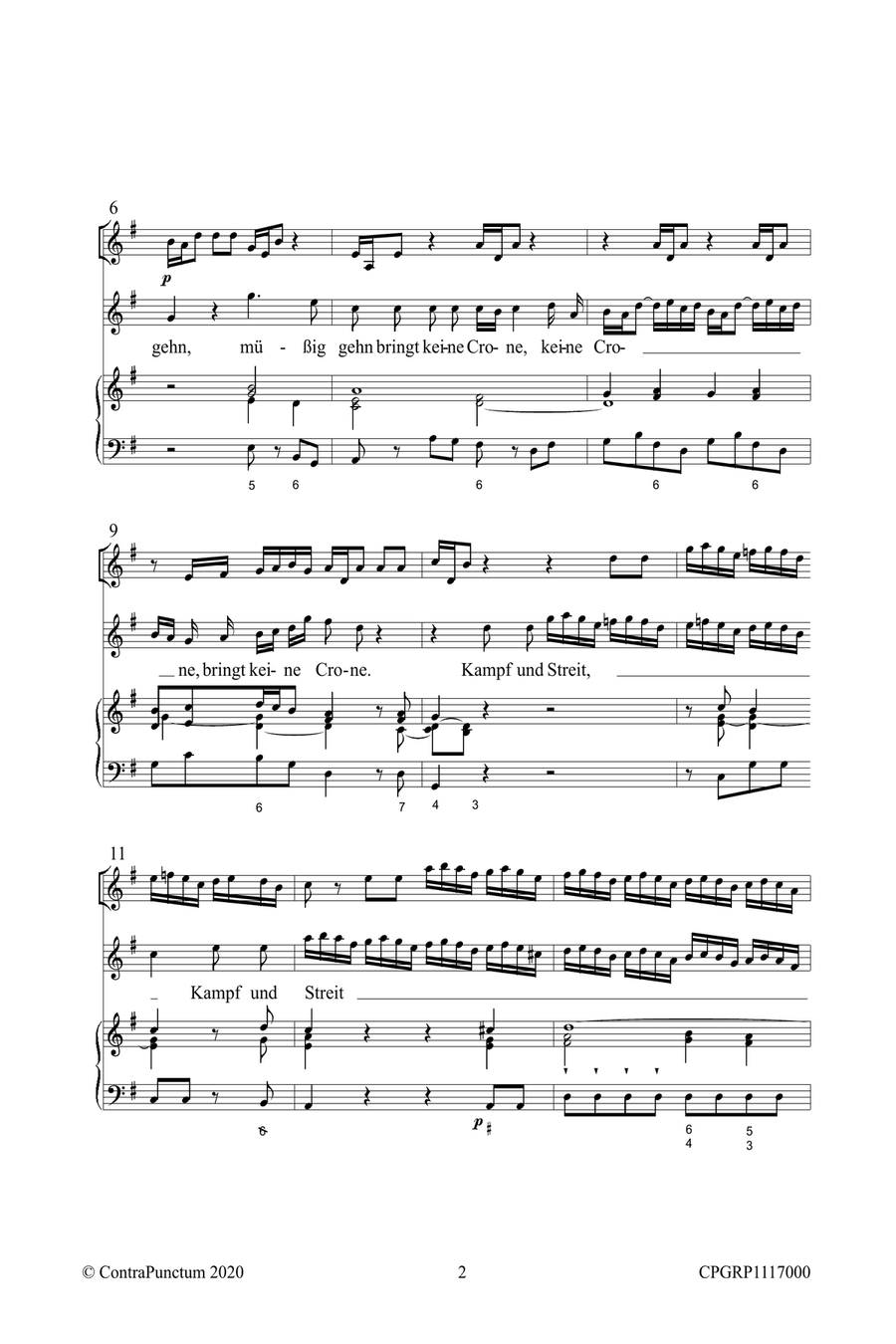 Graupner Christoph Cantata Müßig gehn bringt keine Crone GWV 1117/20 Small Ensemble scores gallery preview page 6