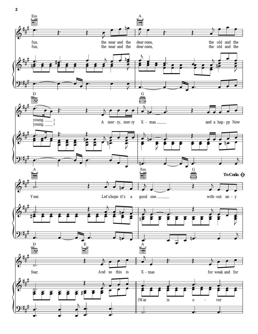 Happy Xmas (War Is Over) Acoustic Guitar scores gallery preview page 2