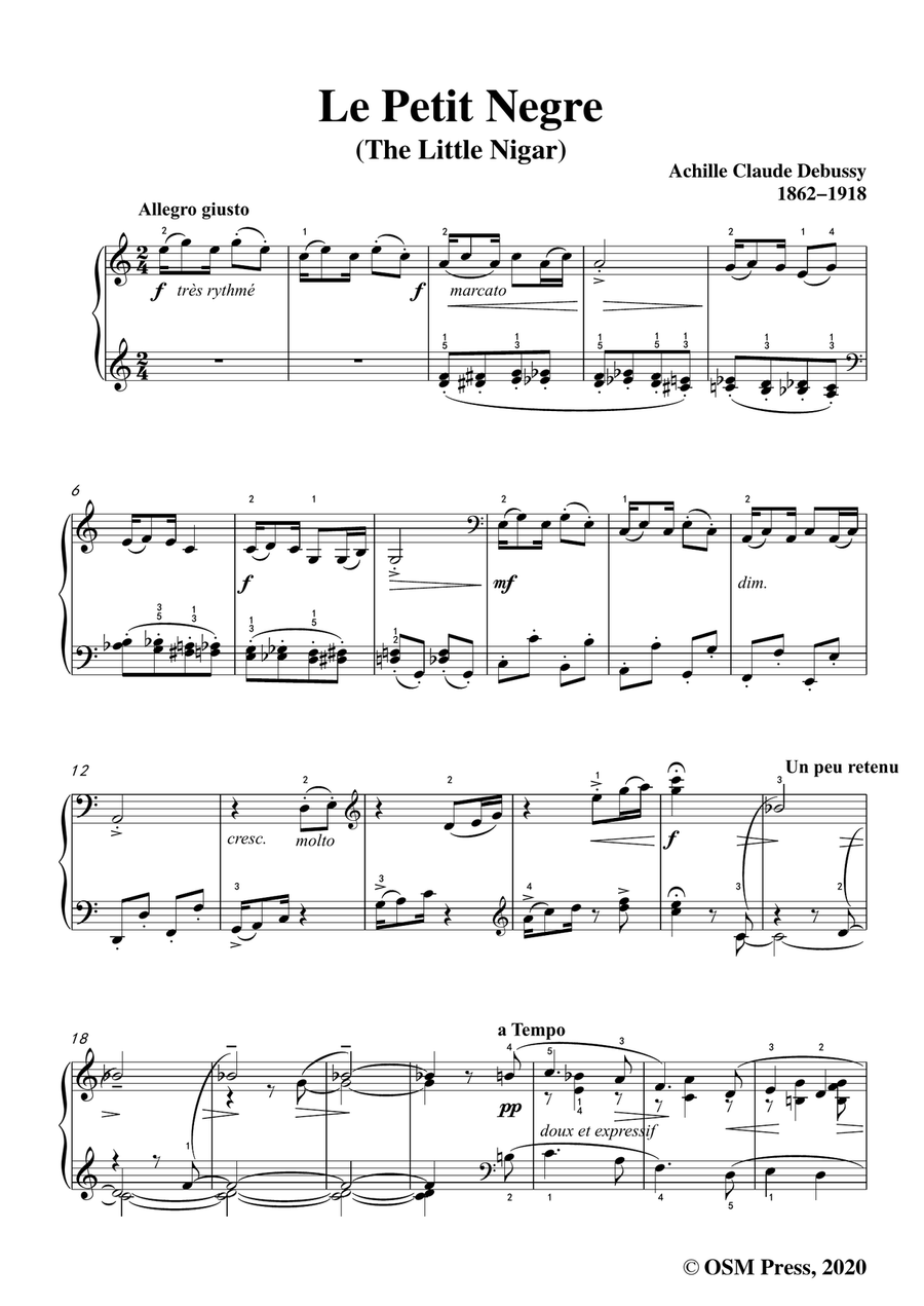 Debussy-Le Petit Negre(The Little Nigar),in C Major,for Piano Piano Solo scores gallery preview page 3