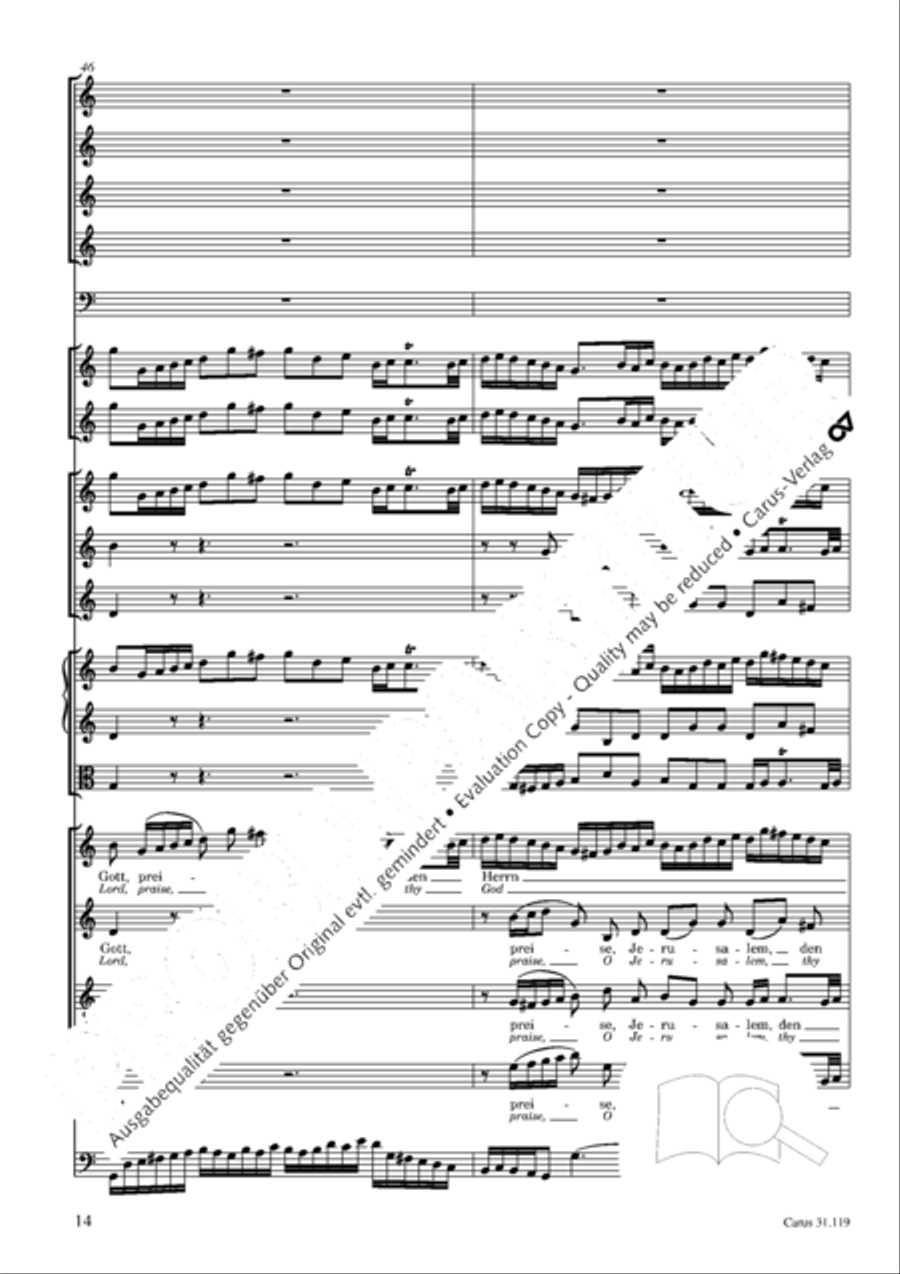 Praise the Lord, O Jerusalem (Preise, Jerusalem, den Herrn) 4-Part scores gallery preview page 15