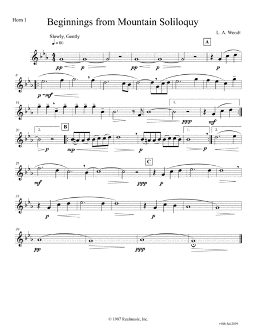 Beginnings from Mountain Soliloquy - Horn Quintet Brass Quintet scores gallery preview page 5
