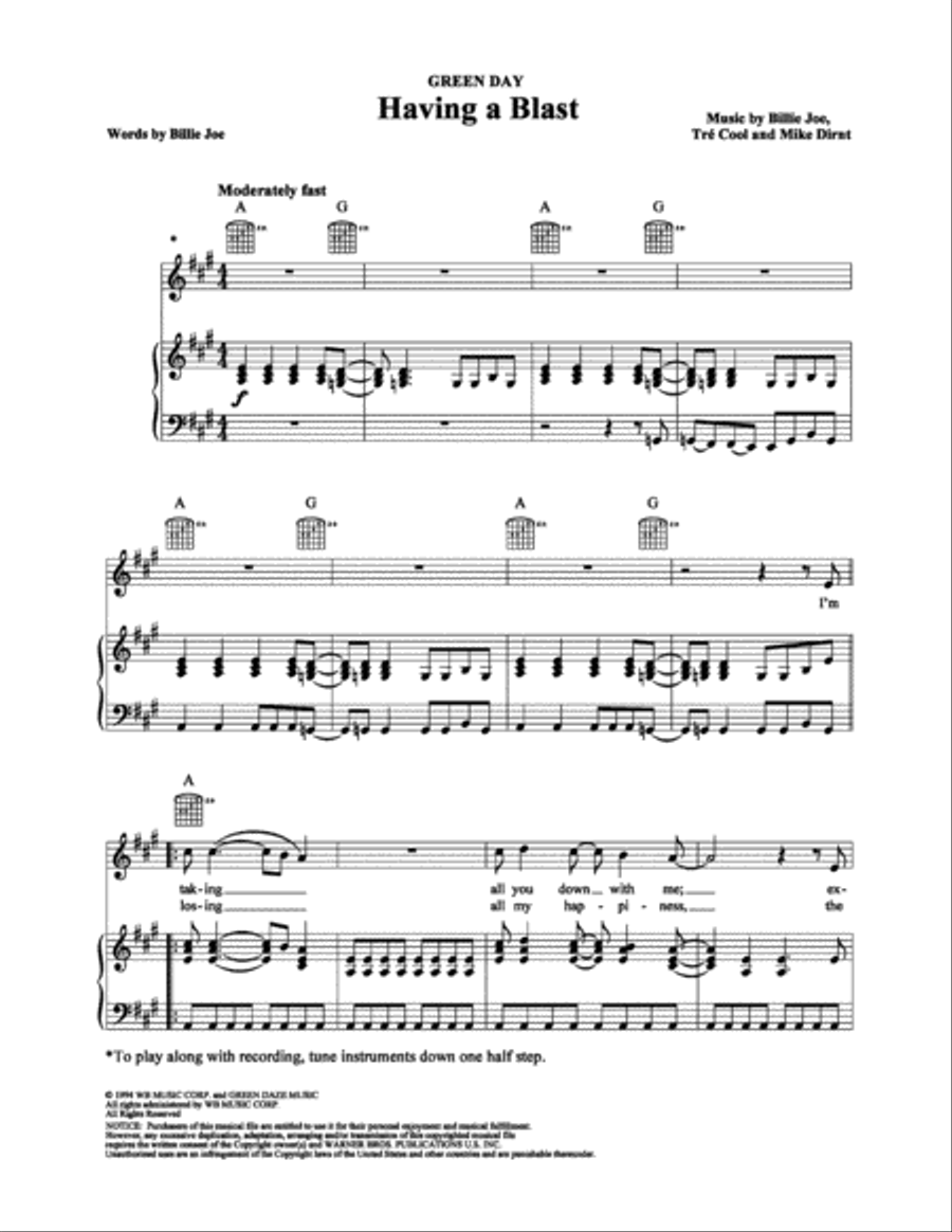 Having a Blast Having a Blast Piano, Vocal, Guitar scores gallery preview page 1