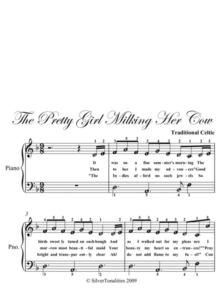 The Pretty Girl Milking Her Cow Easy Piano Sheet Music