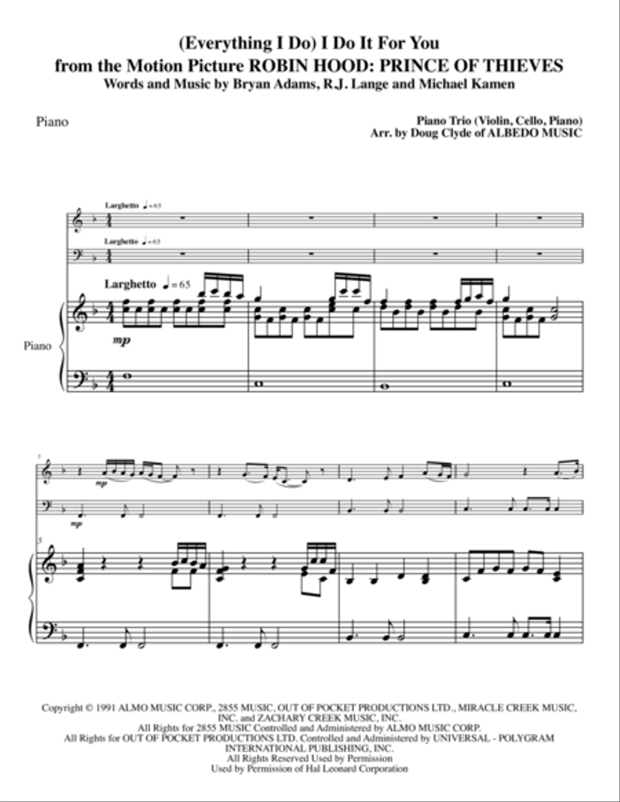 (Everything I Do) I Do It For You Piano Trio scores gallery preview page 1