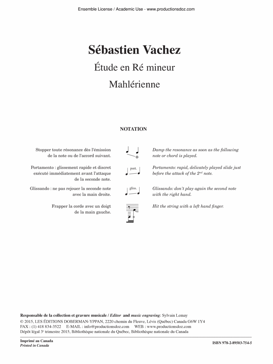 Étude en Ré mineur / Mahlérienne Classical Guitar scores gallery preview page 1